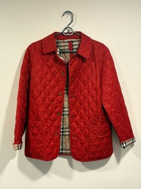 Burberry London Quilted Jacket Red Size Large. Excellent Condition. Never Worn